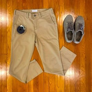 Express Skinny Fit Hayden Chino Khaki Pants Camel Brown Flat Front